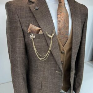 Men's 3 Piece Brown Suit