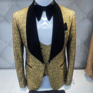 Gold Patterned Tuxedo with Black Velvet Lapels