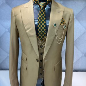 Luxury Gold Three-Piece Suit with Accessories