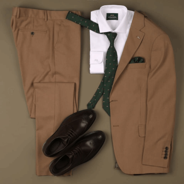 Camel Executive Suit Set (Flatlay)