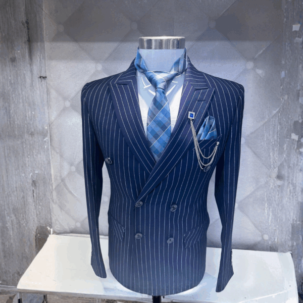 Navy Pinstripe Double-Breasted Suit