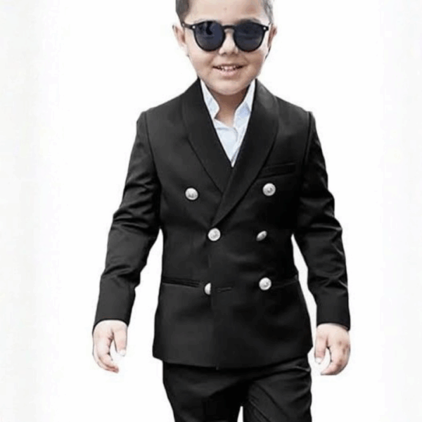 Boys’ Black Double-Breasted Suit