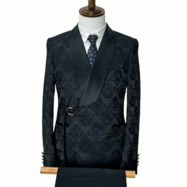 HBLF Black Floral Shawl Suit